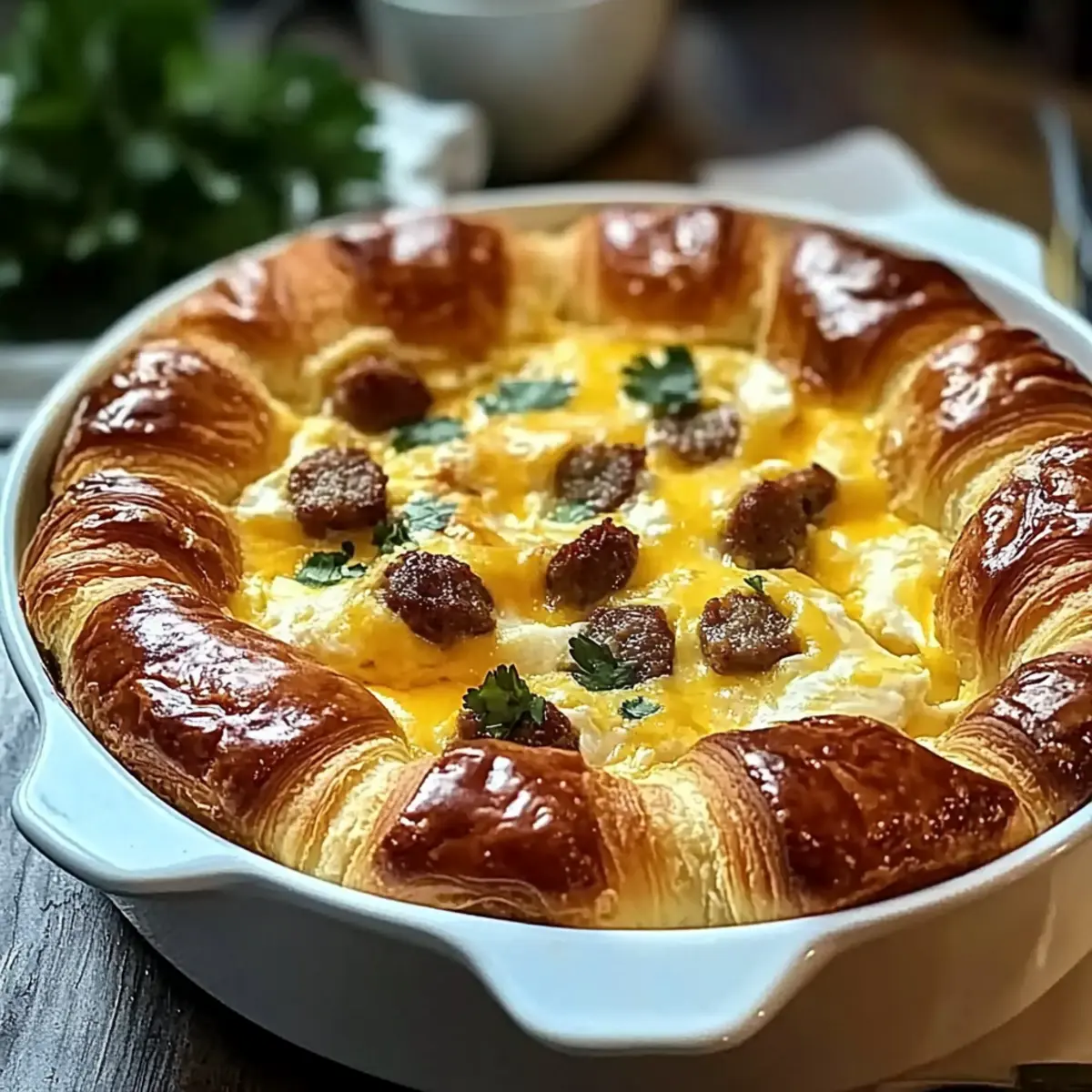 Overnight Croissant Breakfast Casserole